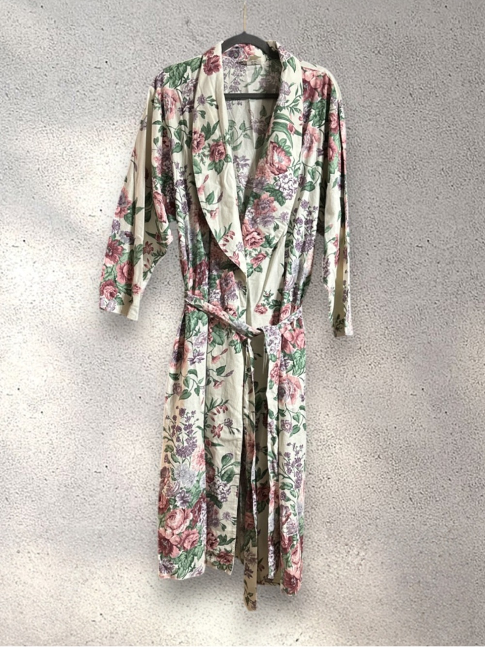 VTG 1970 Victoria’s Secret full length botanical print robe gold crown label LG